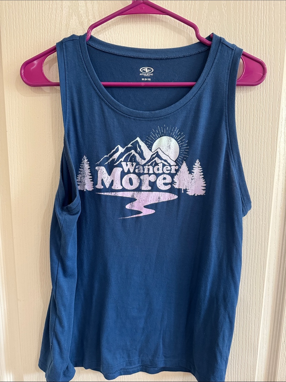 Athletic Works Navy Blue Tank with Pink Mountain Graphic